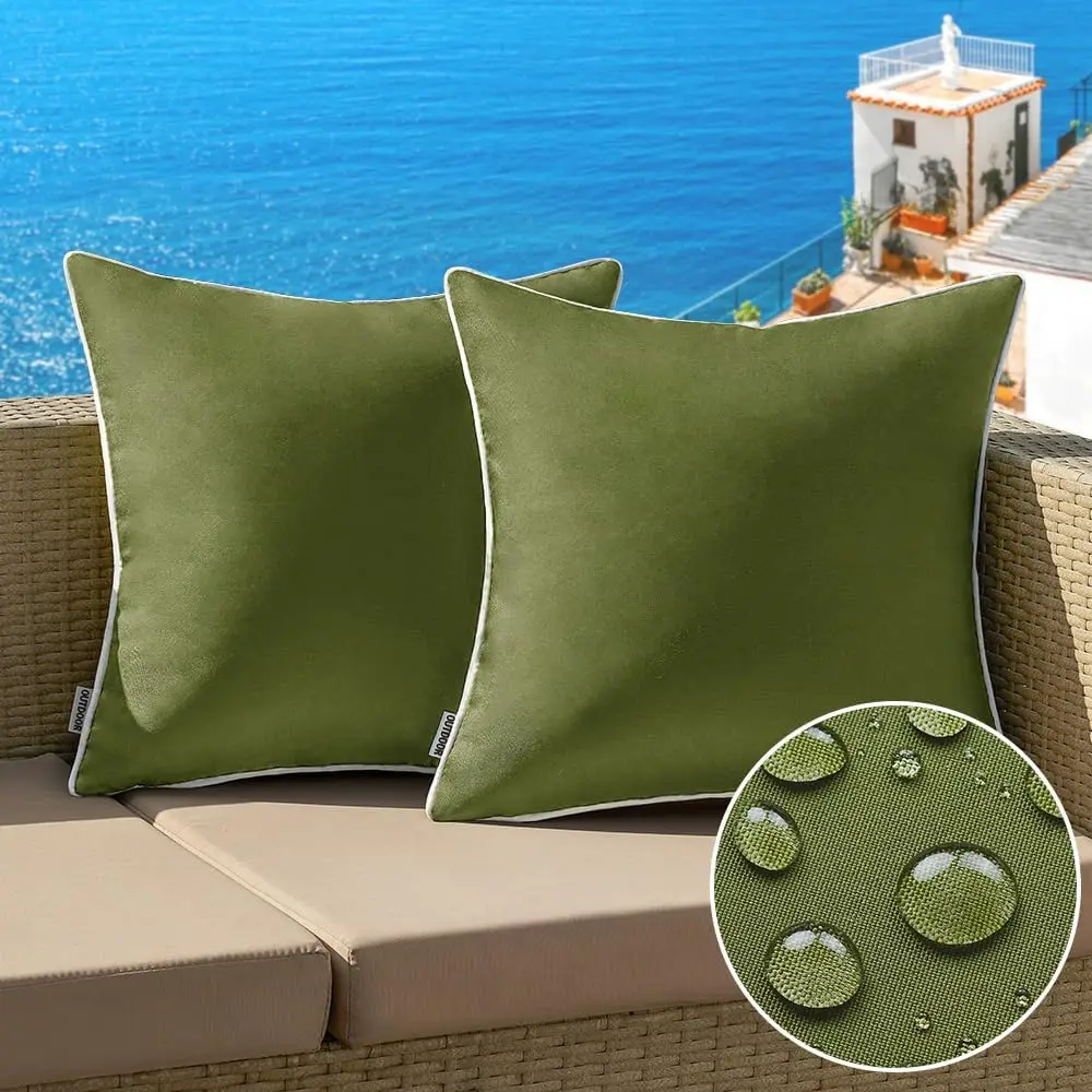 

Pa Of 2 Waterproof Decorative Farmhouse Throw Pillow Covers - Square Solid Color Couch Pillow Covers - Spring For Patio Tent