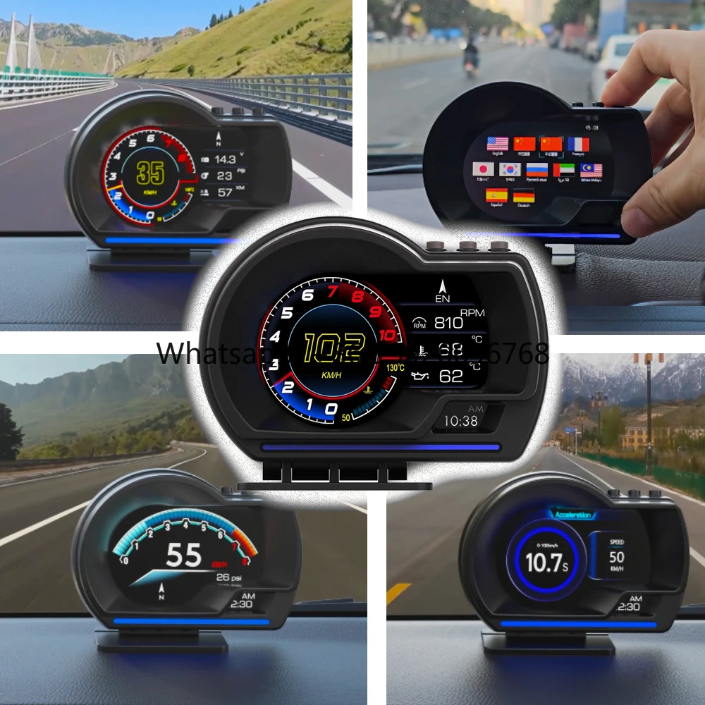 2026 Popular Car Gauge P6 OBD2 Digital Speedometer for Smart Car Multi-function Auto Electronics HUD GPS