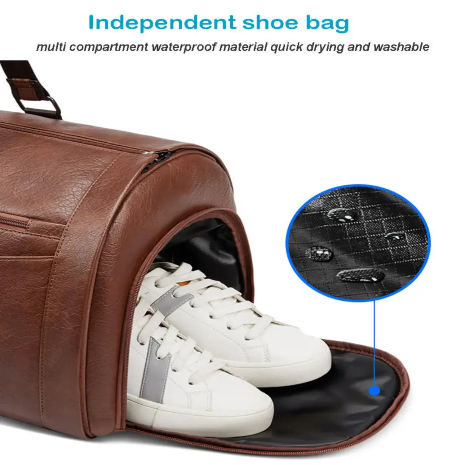 Leather foldable Duffle  Suit Travel  Waterproof  Extra Large Weekend  Portable  Flight  with Shoe  Men Women