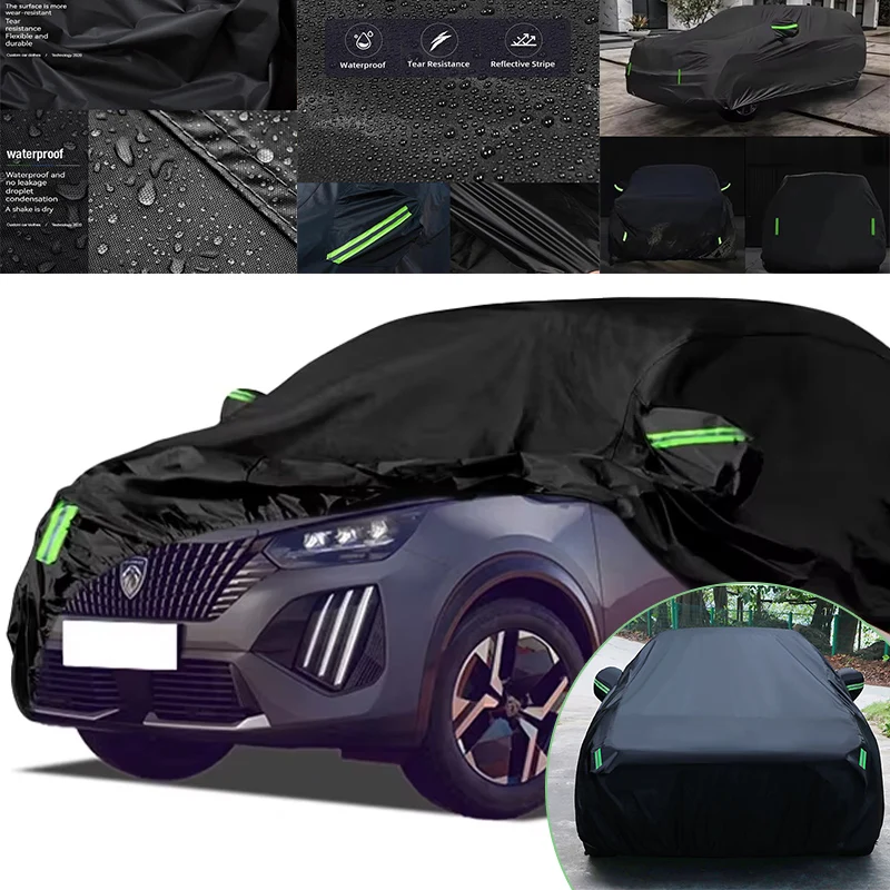 

Snowproof Waterproof Car Cover for Peugeot 2008 E-2008 - Outdoor Full Cover with Reflective Strips, Dustproof Sunproof