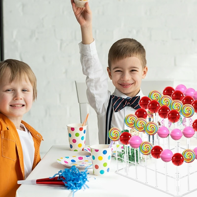 

Acrylic Lollipop Display Rack with 56 Holes for Birthday and Wedding Candy Stand