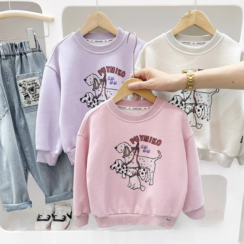 

2025 Autumn New Children's Elegant Round Neck Cartoon Pattern Cotton Breathable Hoodie