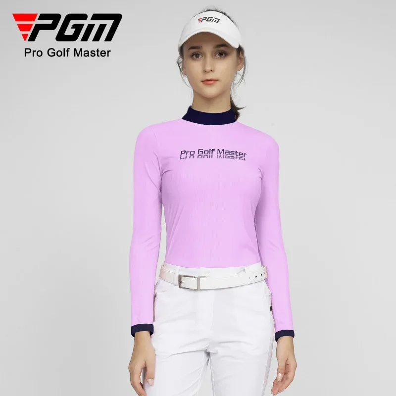 

PGM Golf Women's Autumn and Winter Long Sleeve Stand Up T-shirt Fashion Printed LOGO High Elasticity Soft Clothing