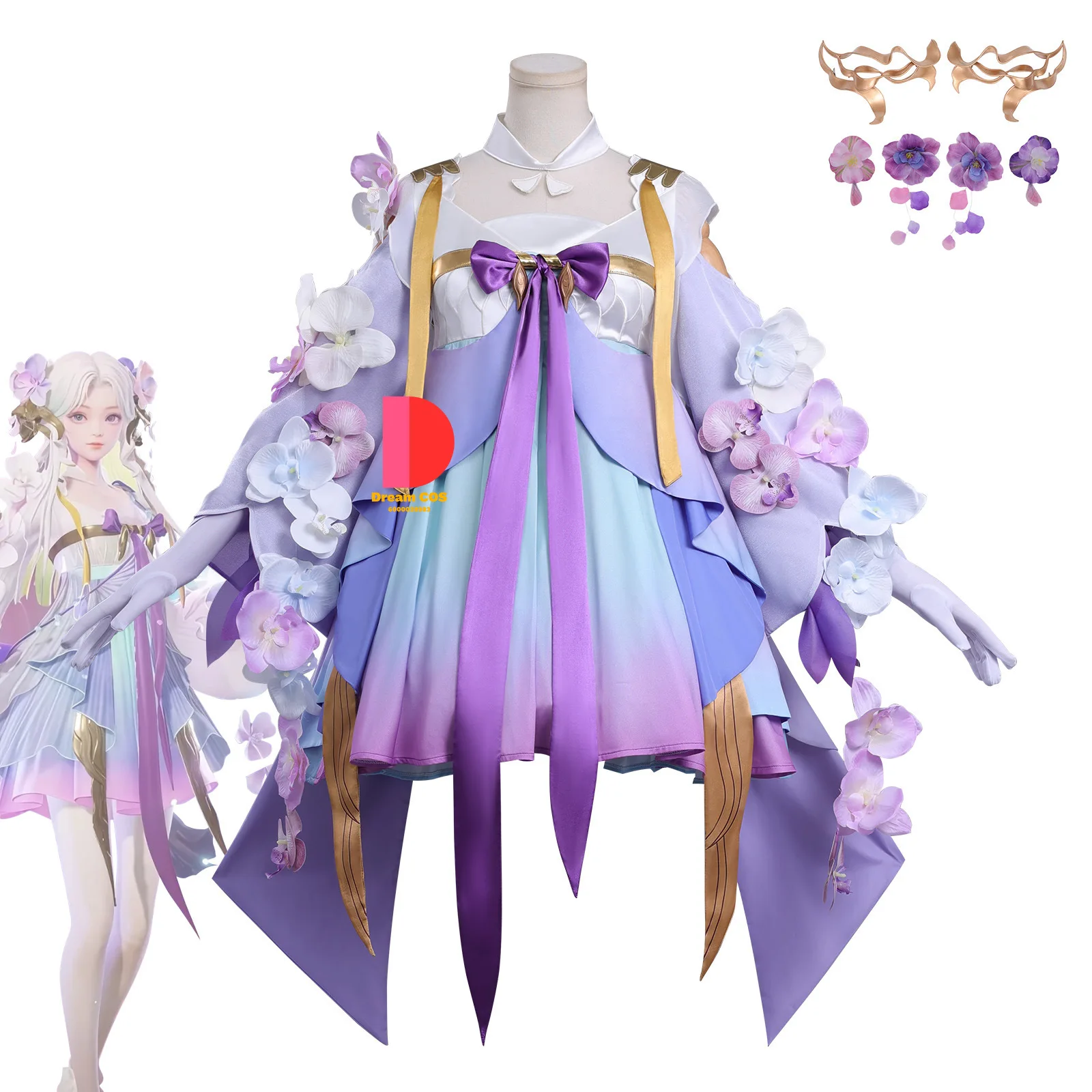 

Game Honor of Kings Cosplay Costume Anime Dolia Role Playing Clothes New Pretty Dress Outfit for Women Comic Con Halloween Party
