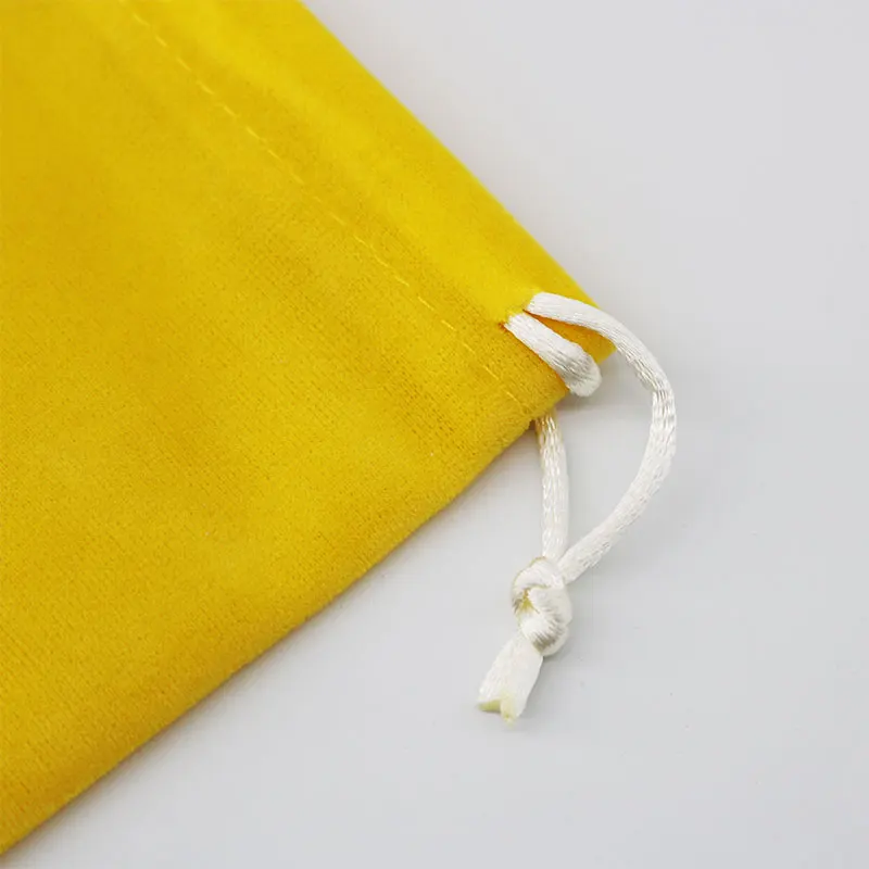 5pcs/lot Fanshionable Jewelry Packaging Bag Bright Yellow Velvet Drawstring Pouch Reusable Item Storage Pouch Custom Logo