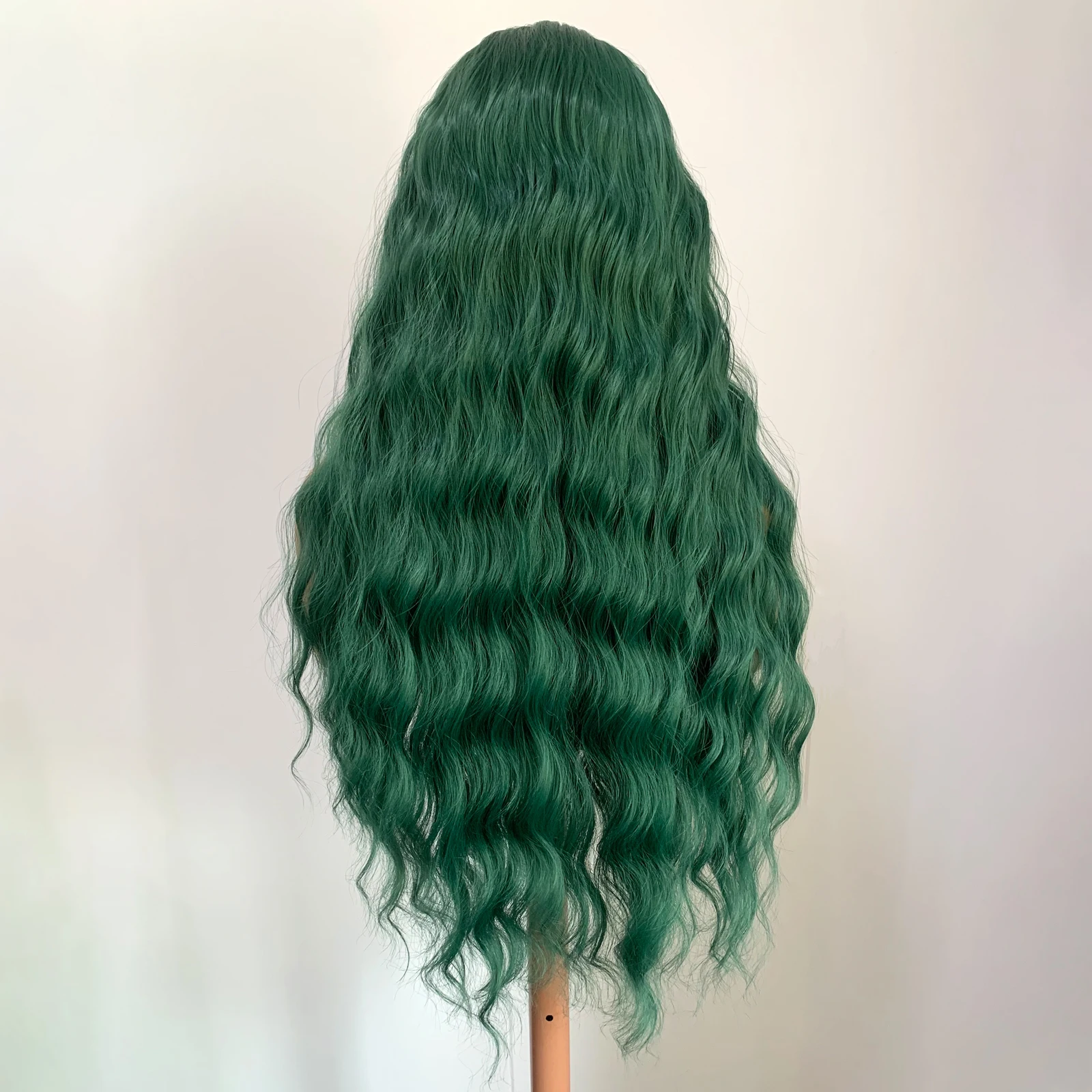 WIF Jade Green Wave Synthetic Wig Body Wave Hair 13 x 4 Lace Front Wigs Women Makeup Daily Use Body Wave Hair
