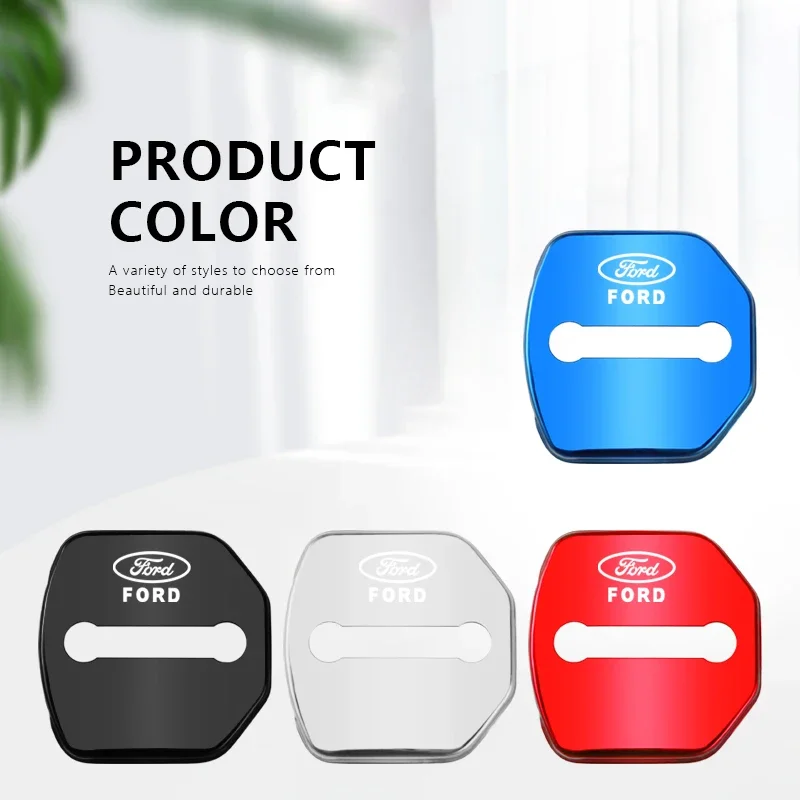 4PCS Car Styling Door Lock Cover Logo Stainless Steel Accessories For Ford ST Line Focus Mustang Fiesta Puma Ranger Kuga MK7 MAX view 6