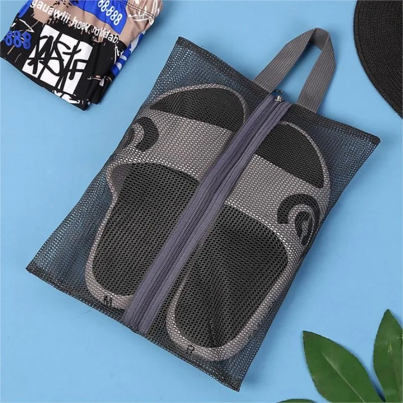 1PC Mesh Multi-pocket Swim Bag Portable Travel Storage Bag Tote Bath Polyester Beach Bag Clothes Organizer