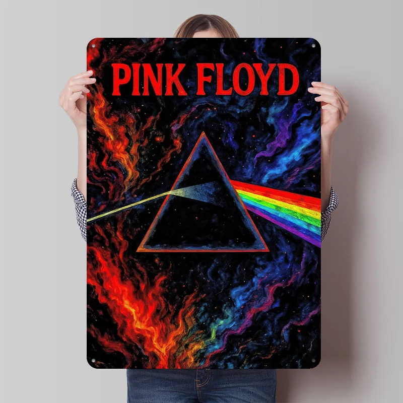 الوردي فلويد الجانب الداكن من القمر المعادن المشارك تين علامات جدار الفن علامة معدنية مخصصة للديكور المنزل غرفة المعيشة الديكور