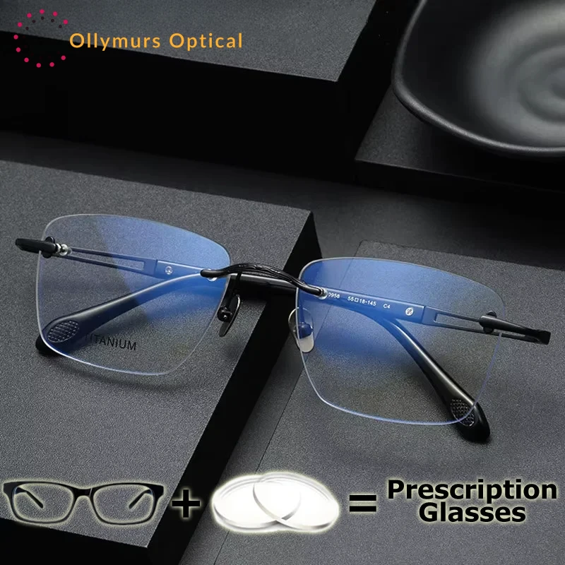 نظارات OLLYMURS بدون إطار للرجال نظارات طبية بتصميم عصري راقي بدون إطار تقدمي فوتوكروميك مضاد للأشعة الزرقاء #6