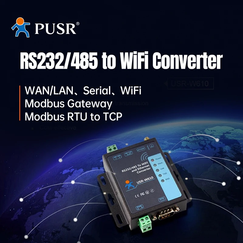 USR-W610 ตัวแปลงสัญญาณอุตสาหกรรม WIFI เป็น RS485/RS232 Serial และ Ethernet ตัวแปลง Rs232 เป็น Wifi รองรับ Modbus RTU เป็น TCP