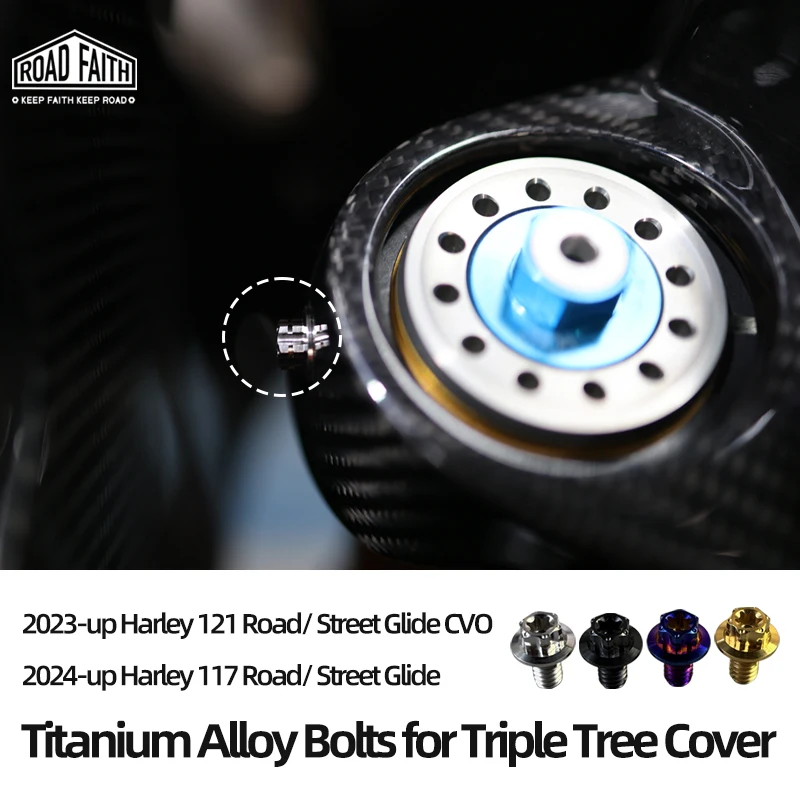 

Болты из титанового сплава Road Faith для верхней тройной крышки дерева, тройной зажим для Harley 2023-up Touring CVO FLHXSE 2024-up Touring