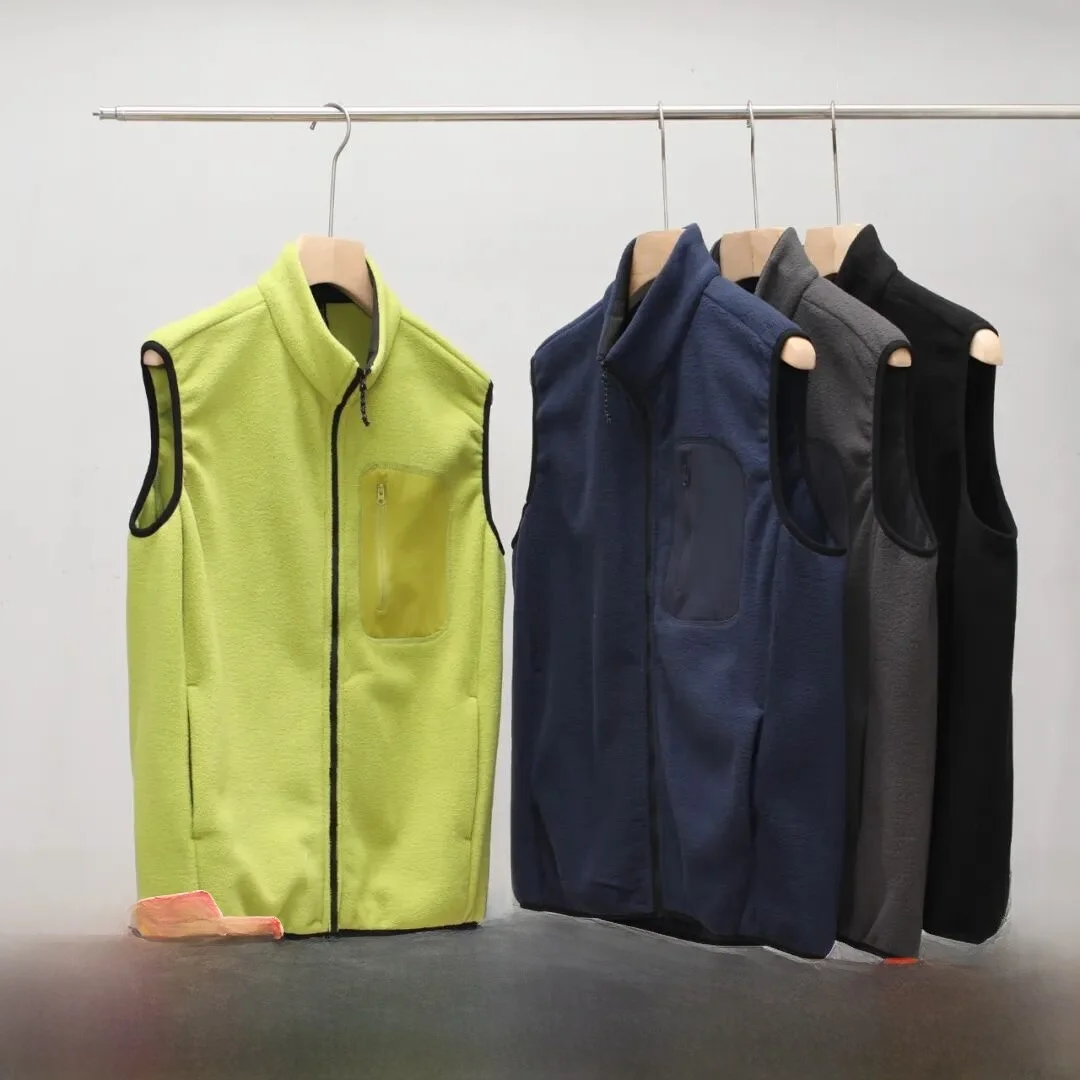 

Outdoor Fce Vest ex Stand Collar Glued ket High End Autumn Winter Warm Youth Faion Casual Zipper Closure Color
