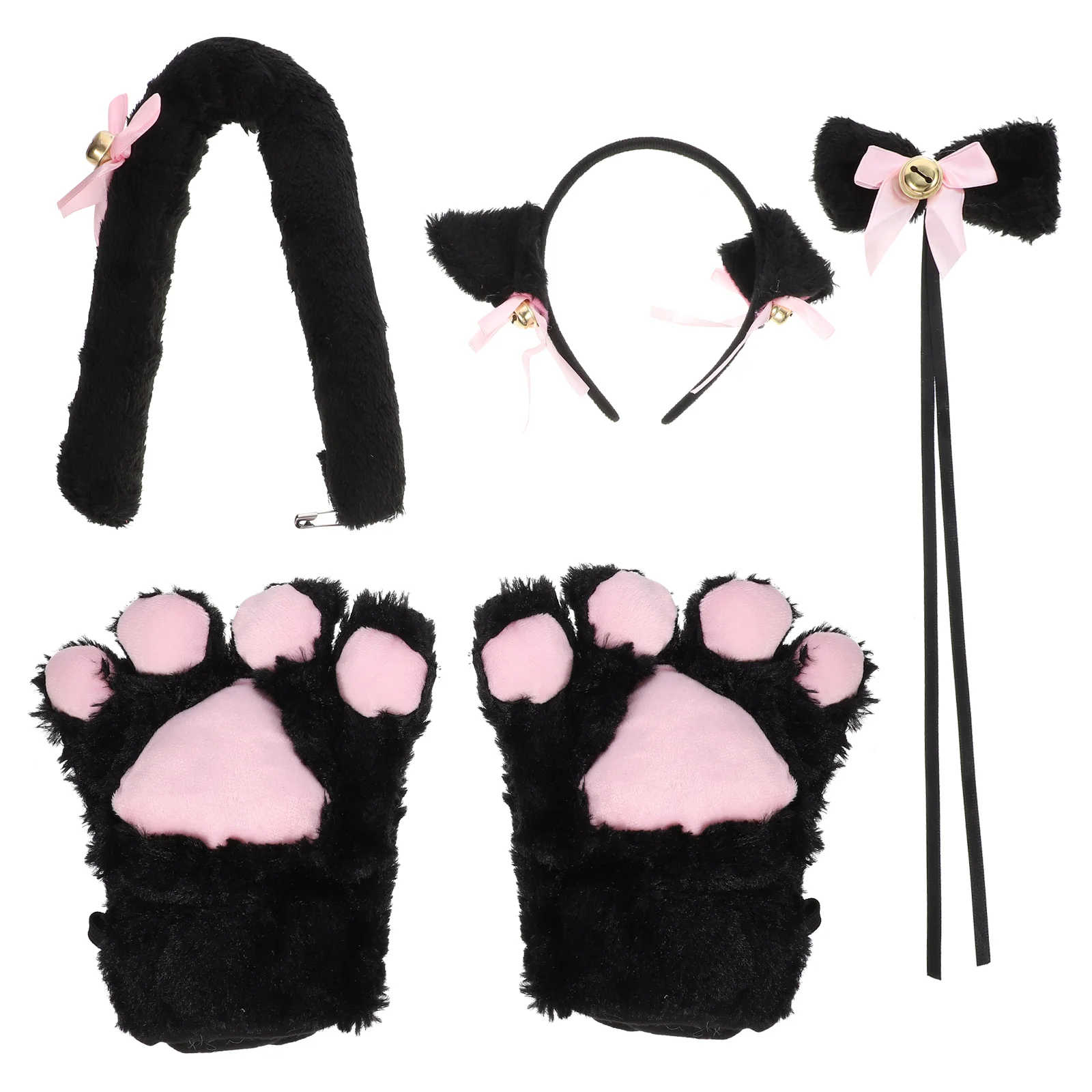 

5 Pcs Glitter Fancy Cat Set Cosplay Costume Animal Hair Adorable Kit Party Accessories