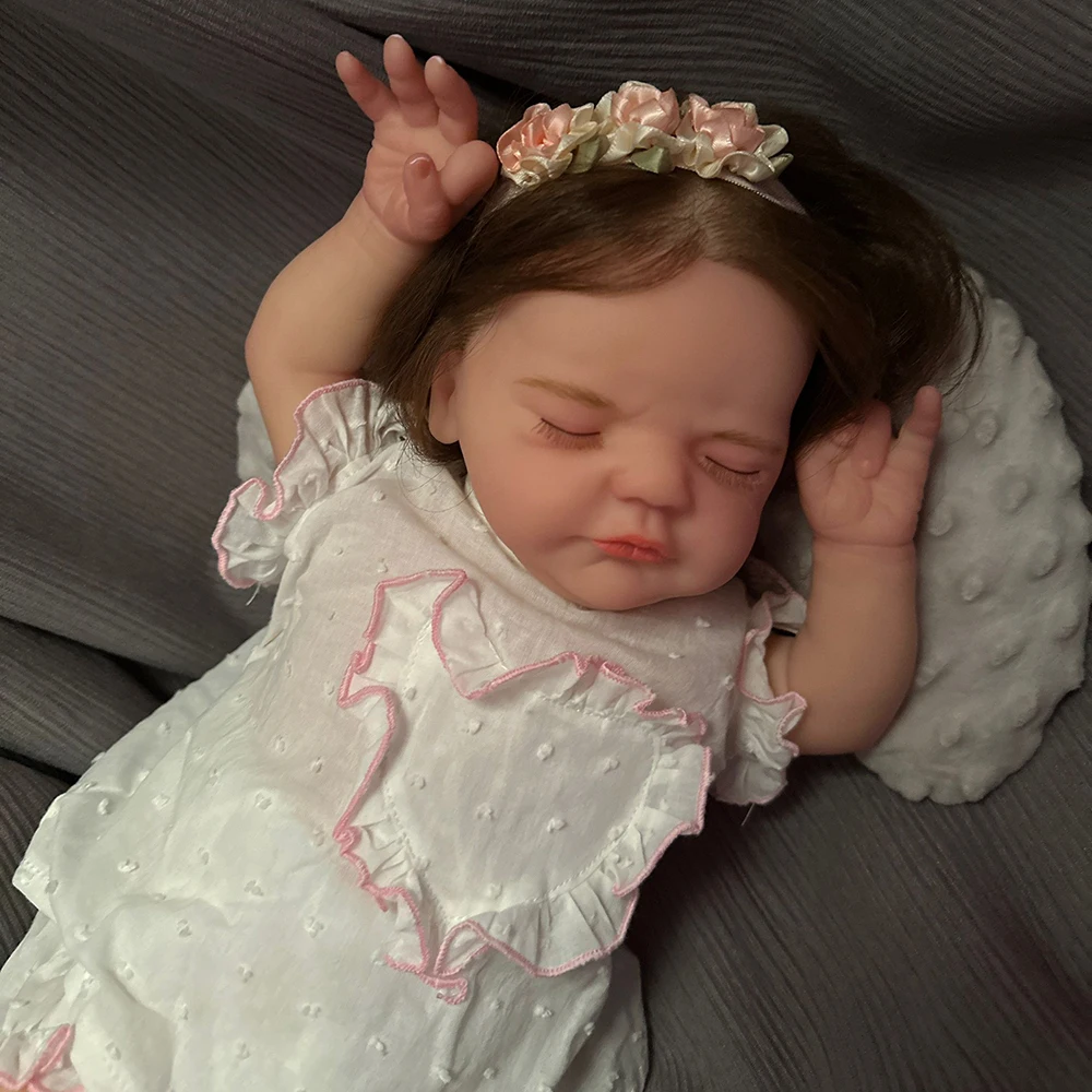 50cm Reborn Baby Doll Newborn Sleeping Soft Silicone Flexible 3D Skin Tone Visible Veins Handmade Painted Finished Doll