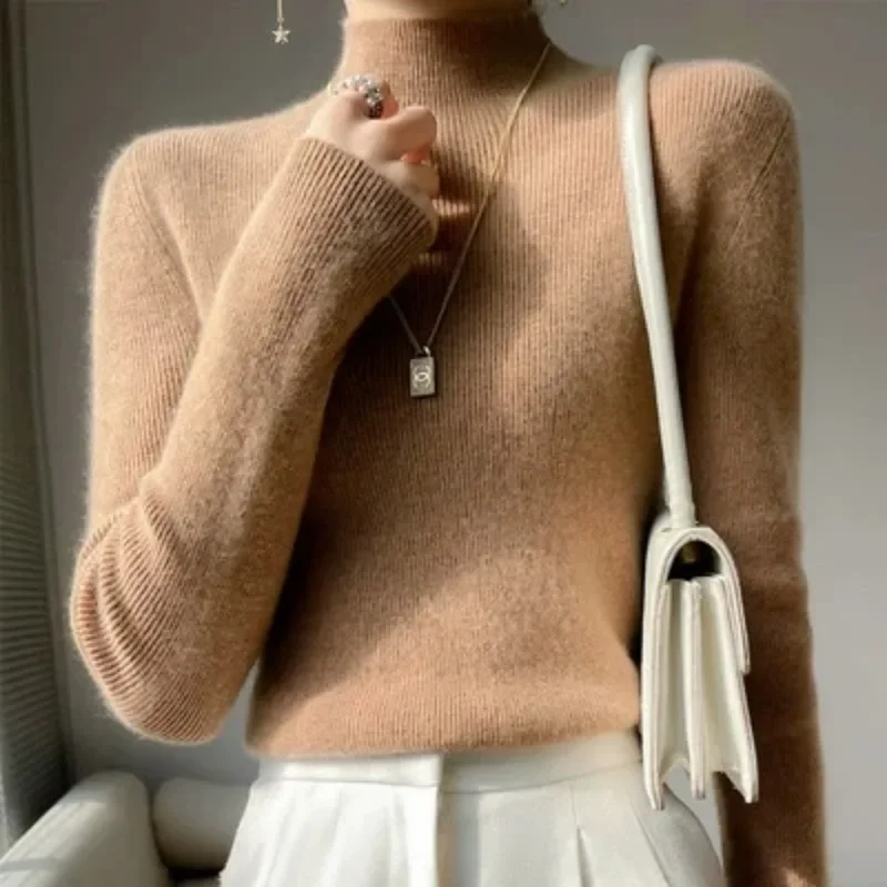 

Autumn Fashion Women Knitted Sweater Winter Korean Bottoming Sweaters Slim Knitwear Knit Top Slim Sweater Women Pull Femme 28635