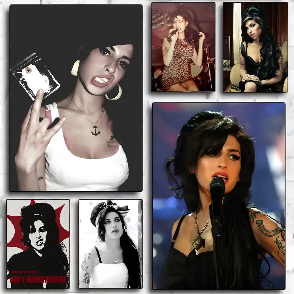 Soulful Singer A-amy Winehouse Poster Trendy Aesthetic Self-Adhesive Wall Poster Room Decor for Bedroom & Dorm