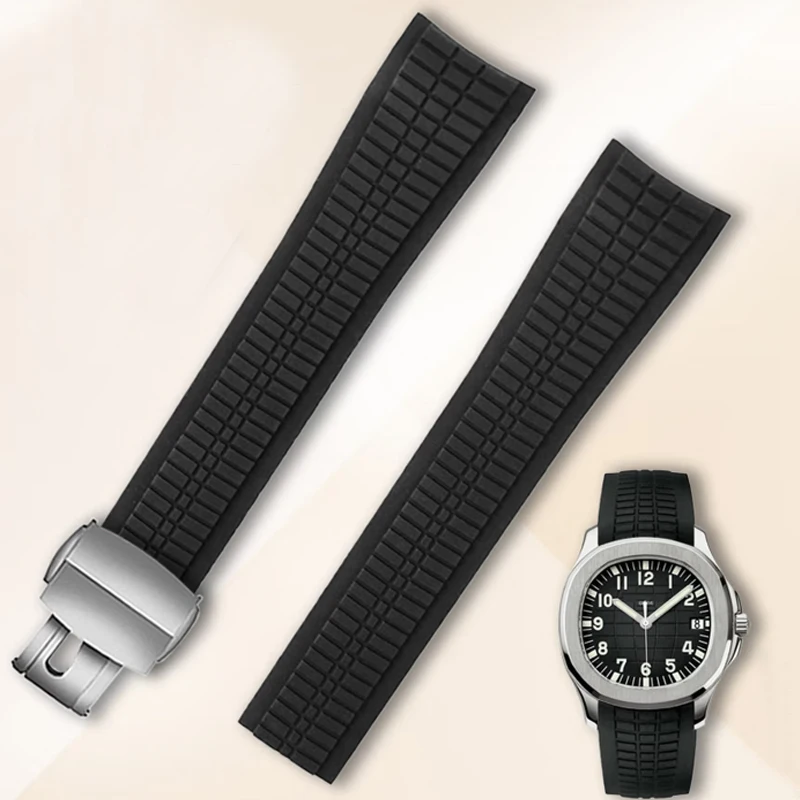 High-quality rubber strap for Patek Philippe Aquanaut 5167A 5164A 5168 5968 watchband 21mm curved end FKM rubber bracelets