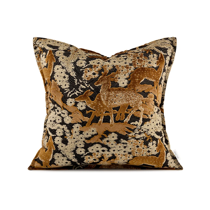 

Luxury Deer Velvet Pillows Brown Color Cushion Case Retro Artistic 30x80 Decorative Pillow Cover For Sofa Chair Home Decorations