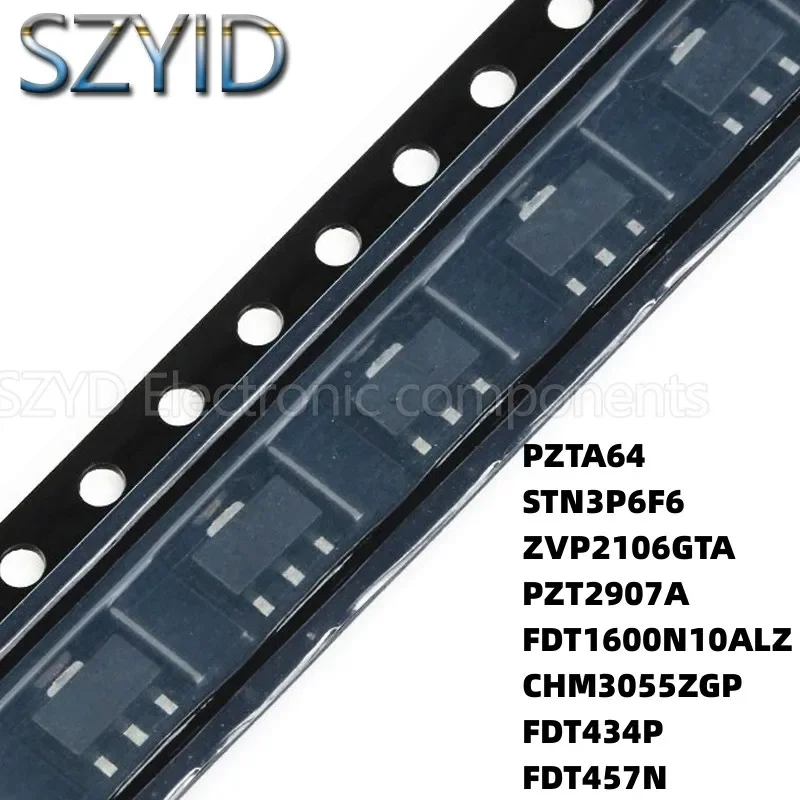 

100PCS SOT223 PZTA64 STN3P6F6 ZVP2106GTA PZT2907A FDT1600N10ALZ CHM3055ZGP FDT434P FDT457N