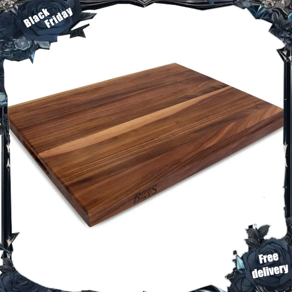 

Walnut Wood 24 Inch x 18 Inch x 1.5 Inch Large Edge Grain Rectangular Reversible Charcuterie Cutting Board