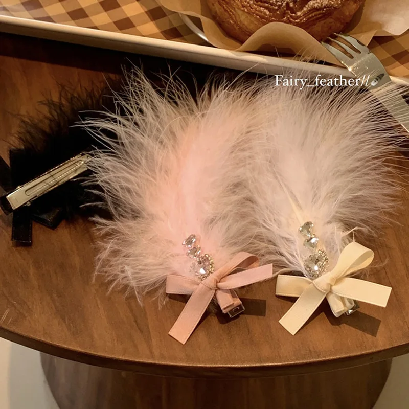 temperament-bow-feather-hairpin-women's-high-end-duckbill-clip-hair-accessories-headgear-hairpin-new
