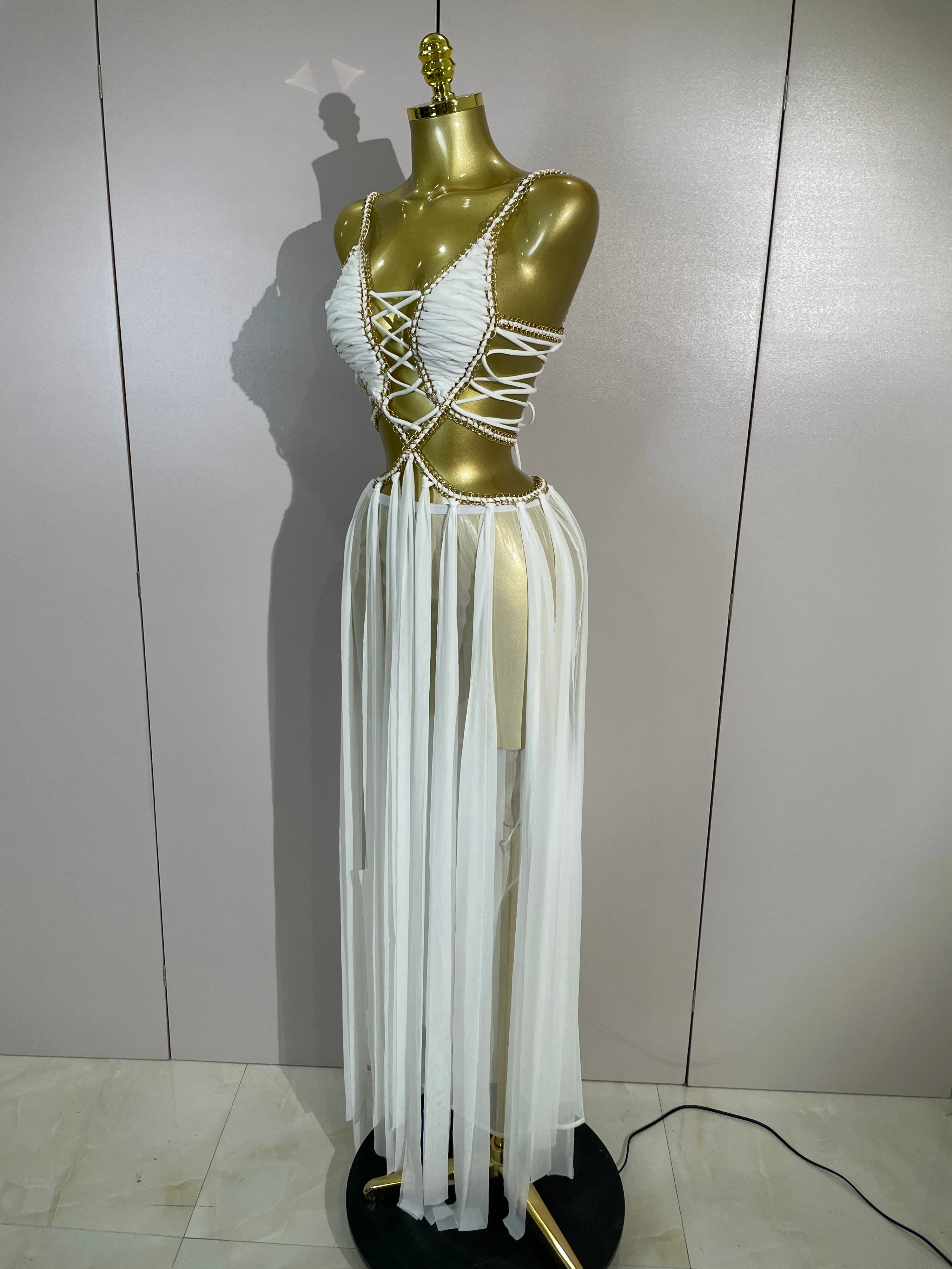 Sexy Black White Halter Sequined Hollow Out Transparency Long Maxi Dress Vacation Beach Style Celebrate Birthday Party Outfit