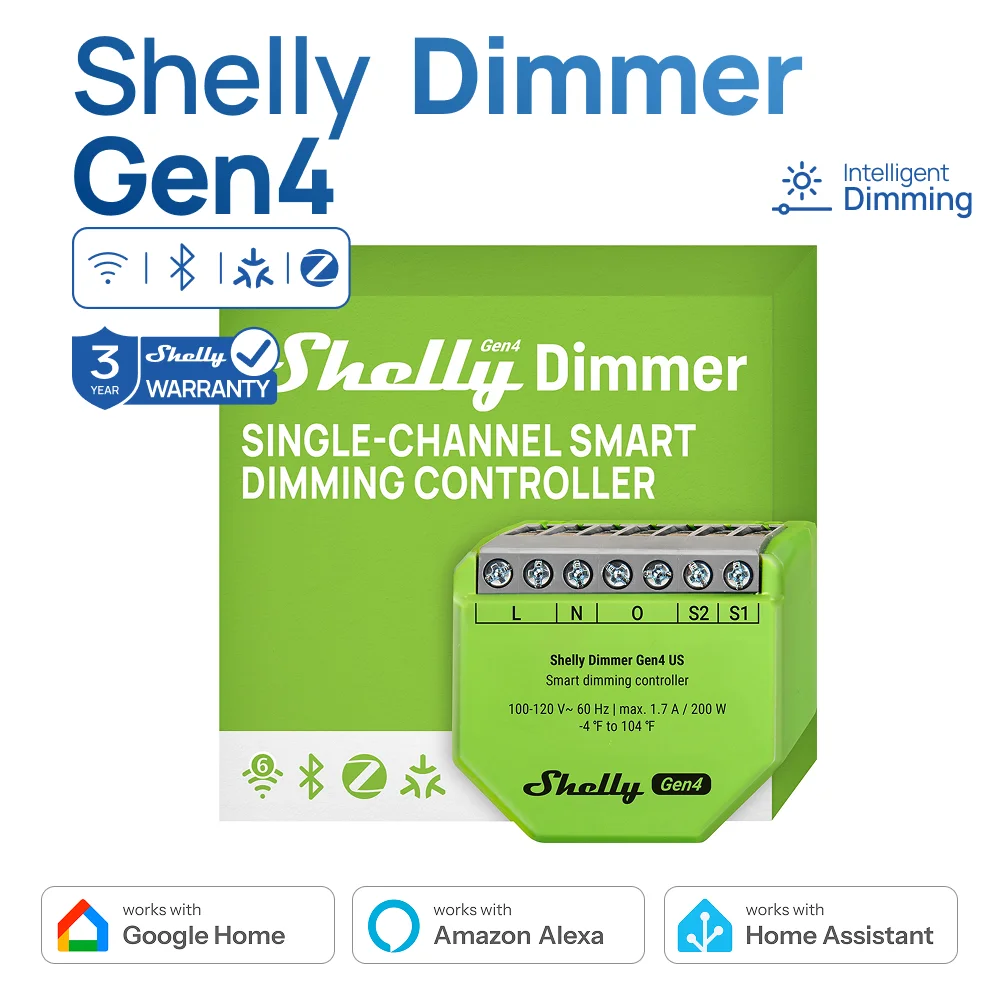 Shelly Dimmer Gen4 Wifi Smart Dimming Zigbee Switch Module Matter Controller With Works With Without Neutral Alexa Google Home