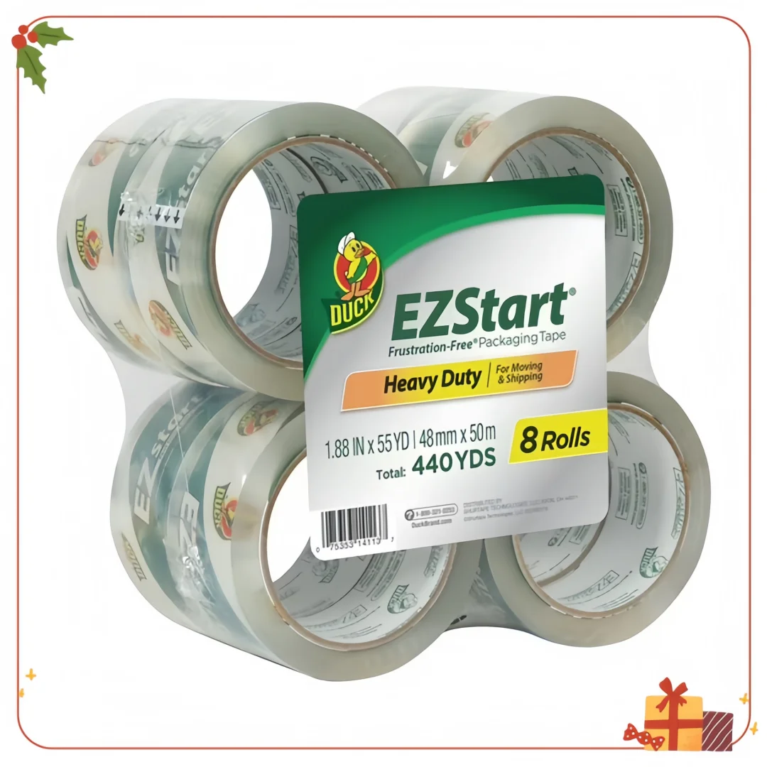 강력한 포장 테이프 8개입, 1.88인치 투명 포장 테이프 (이동 상자 밀봉용, 쉽게 찢어짐)