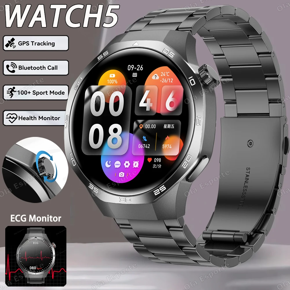 New 2026 Smart Watch Men GPS Tracking NFC Waterproof Watches Bluetooth Call ECG Health Monitor Sports Smartwatch For Android iOS