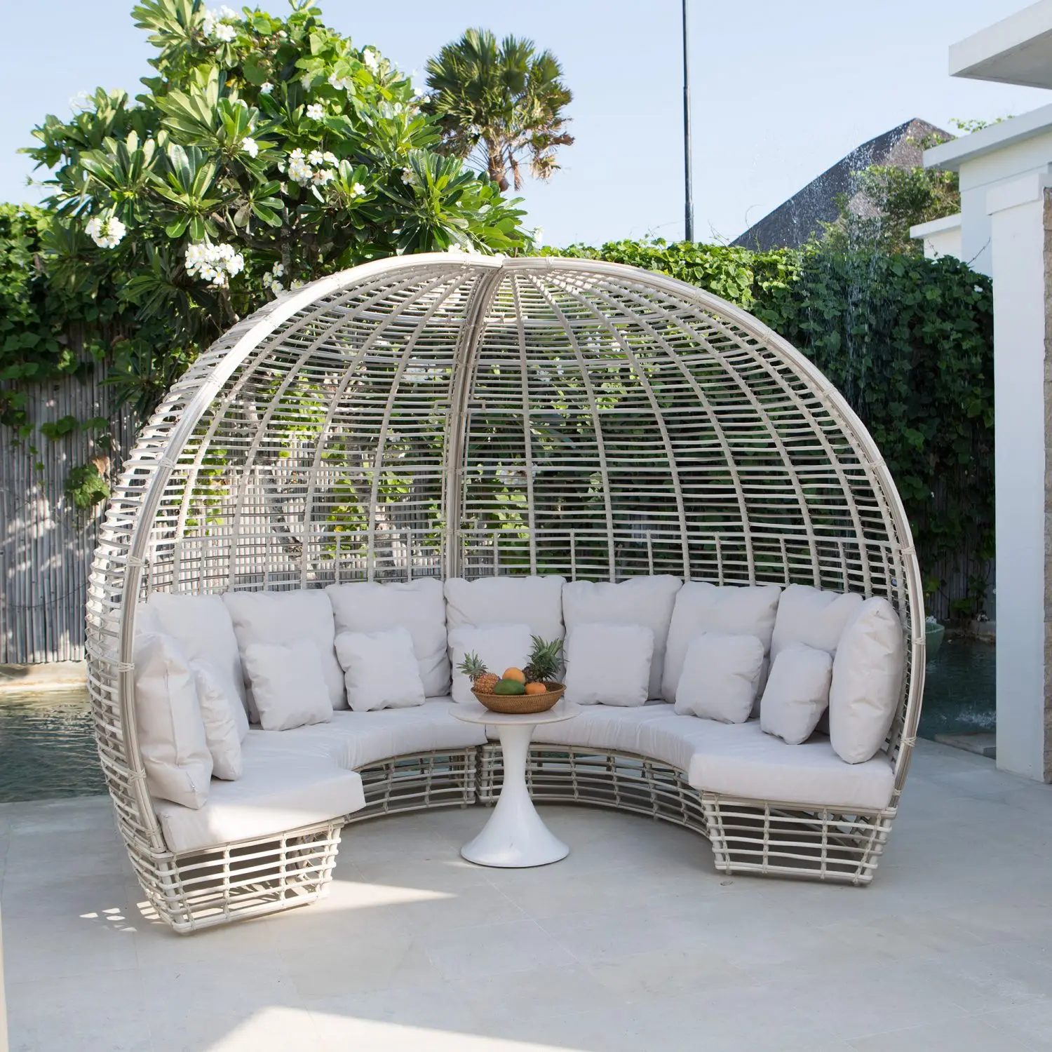 & Luxury Outdoor Daybed Patio Round Daybed Half Round Bird Nest Shaped Sun Loungers