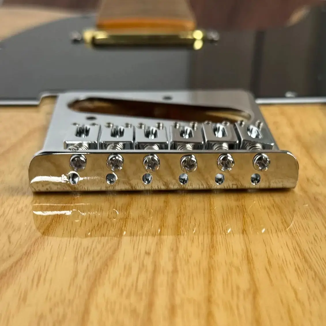 FLEOR Fixed Bridge 6-Saddles Guitar Bridge Top Load Chrome for TL Guitar Parts