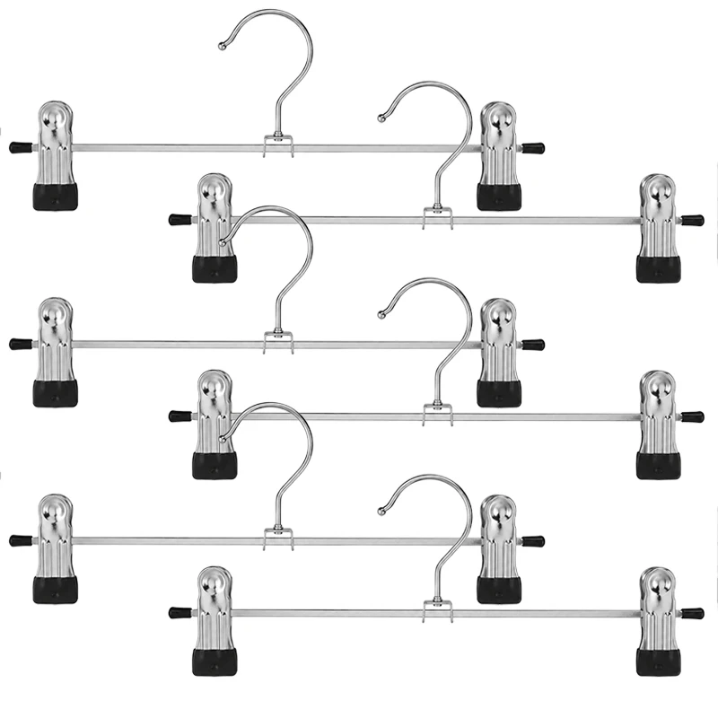 Black Metal Pants Hangers with Clips, 5/10/15/20 PCS Non-Slip Trousers Holder for Closet Wardrobe, Heavy Duty Skirt Clips TMZ