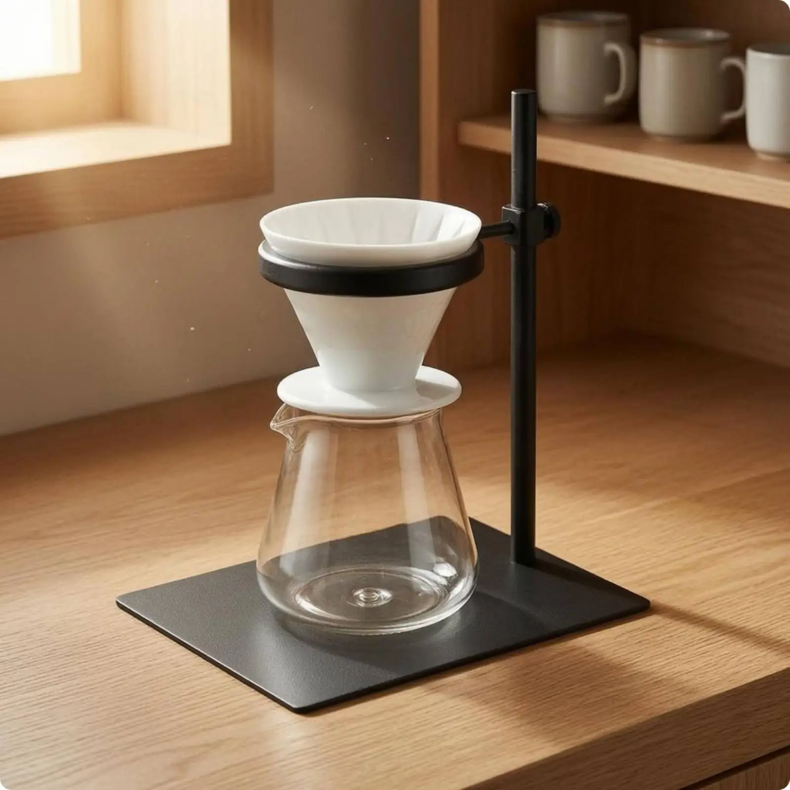 Wooden Coffee Filter Stand Solid Base Stability for Countertop Brewing