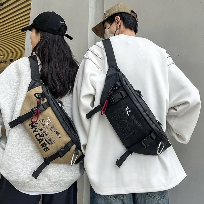 

Canvas Crossbody Breast Bag Fashion Cycling Bag Leisure Commuter Trend Outdoor Travel Small Bag Machine Portable Fanny