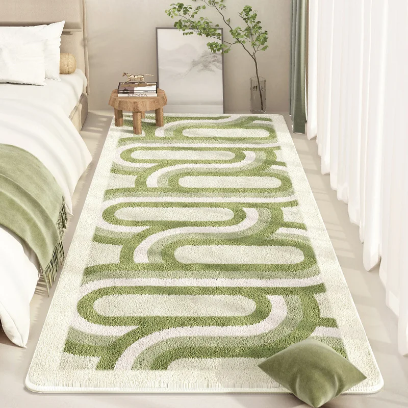 VIKAMA  Fresh Green Imitation Cashmere Rug Bedroom Bed Rug Skin Friendly Bay Window Rug Living Room Rug Sofa Coffee Table Rug