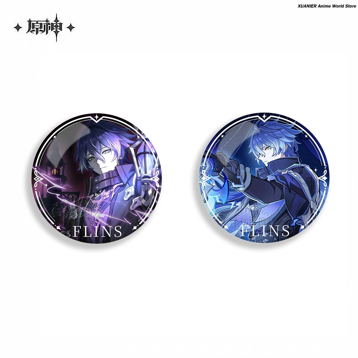 

Anime Kyryll Chudomirovich Flins Genshin Impact Cartoon Badge Double Flash Brooch Pin Pendant Colored paper Decor Cosplay Gift