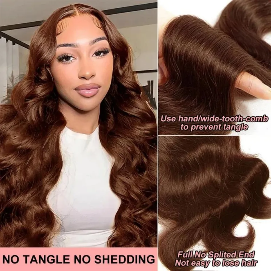 13X6 Hd Lace Frontal Wig Chocolate Brown Human Hair Wigs Body Wave Lace