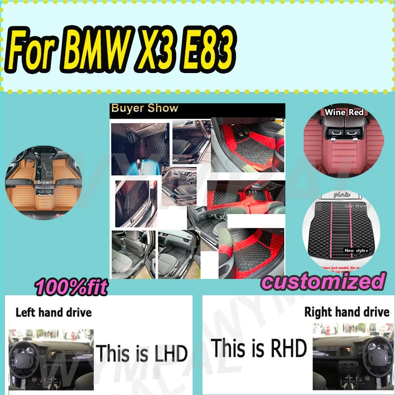 

LUXURY Car floor&trunk mats for BMW X3 E83 2005 2006 2007 2008 2009 2010 Custom foot Pads automobile carpet cover interior