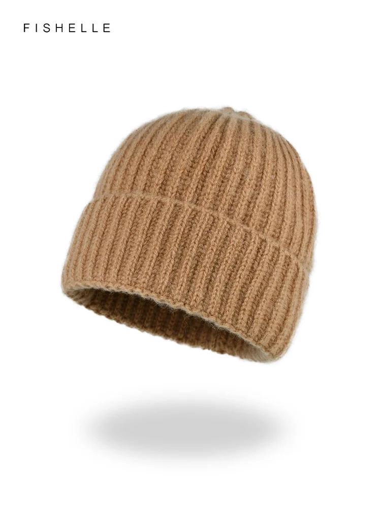 Solid color simple style wool hat for women autumn winter warm knitting wool beanie for men adults casual cap