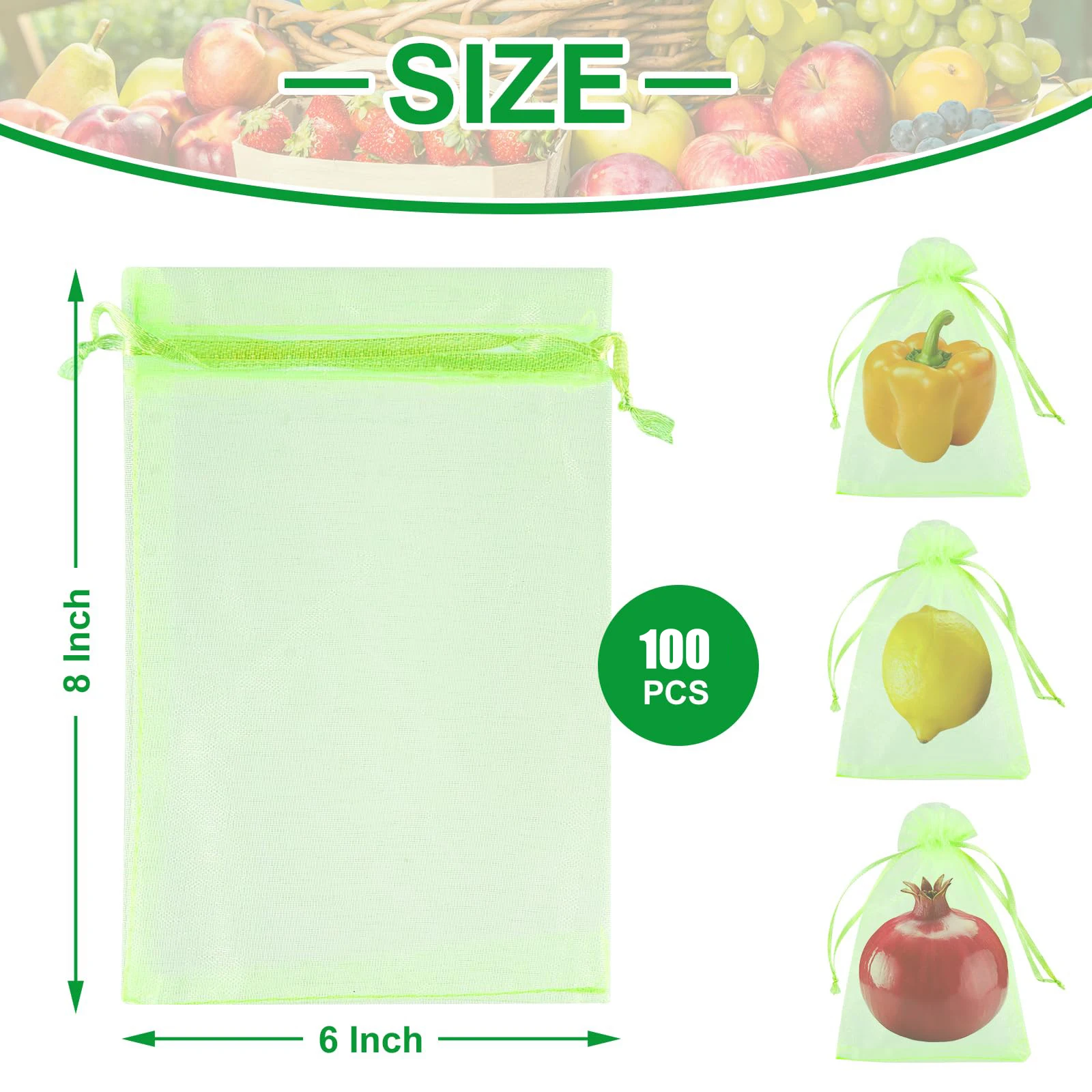 100 قطعة أكياس حماية الفاكهة أكياس نمو النبات مكافحة الطيور المعاوضة شبكة حقيبة الخضار الفراولة أكياس أدوات الحدائق