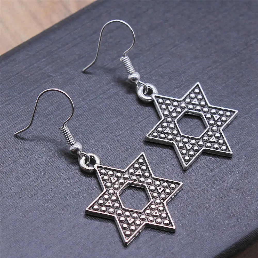 Sejuani Celtic Hexagram Ornaments Heart Earrings Jewelry For Men Handmade 18x19mm Earring Size