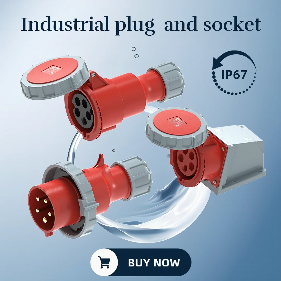 32A 3Pin 2P+E Electrical Wire Cable Outdoor Waterproof Connector Industrial Plug & Sockets 220V-440V IP67 Male Female  plug