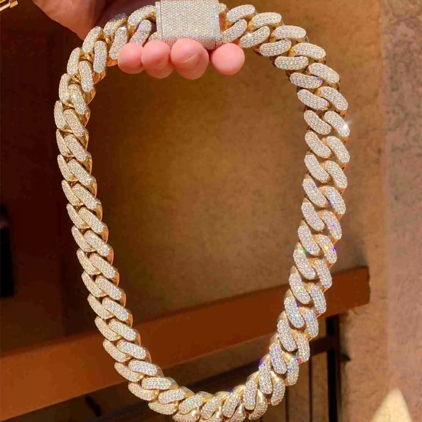 600g 23mm Thick Heavy Miami GRA Certificate Pass Diamond Tester VVS Moissanite Cuban Chain.