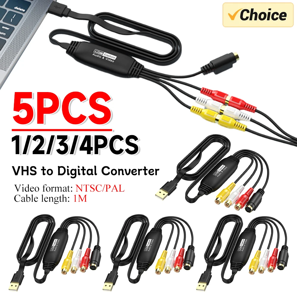 

Конвертер USB 2.0 VHS в DVD Преобразование аналогового видео в цифровой формат Аудио-видео DVD VHS Карта захвата Качественный адаптер для ПК