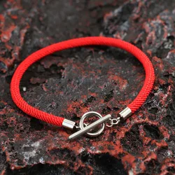 Fashion Lucky Red Thread Bracelet Men Stainless Steel OT Buckle Wrap Braslet Hombre 7 Colors Milan String Beach Nautical Braclet