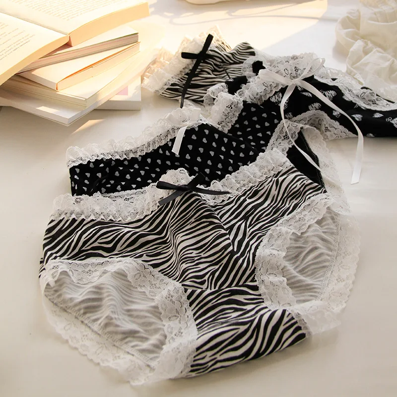 Women\'s Cotton Underwear Sexy Lace Panties Fashion Leopard Print Traceless Briefs Waist Comfort Underpants Female Lingerie