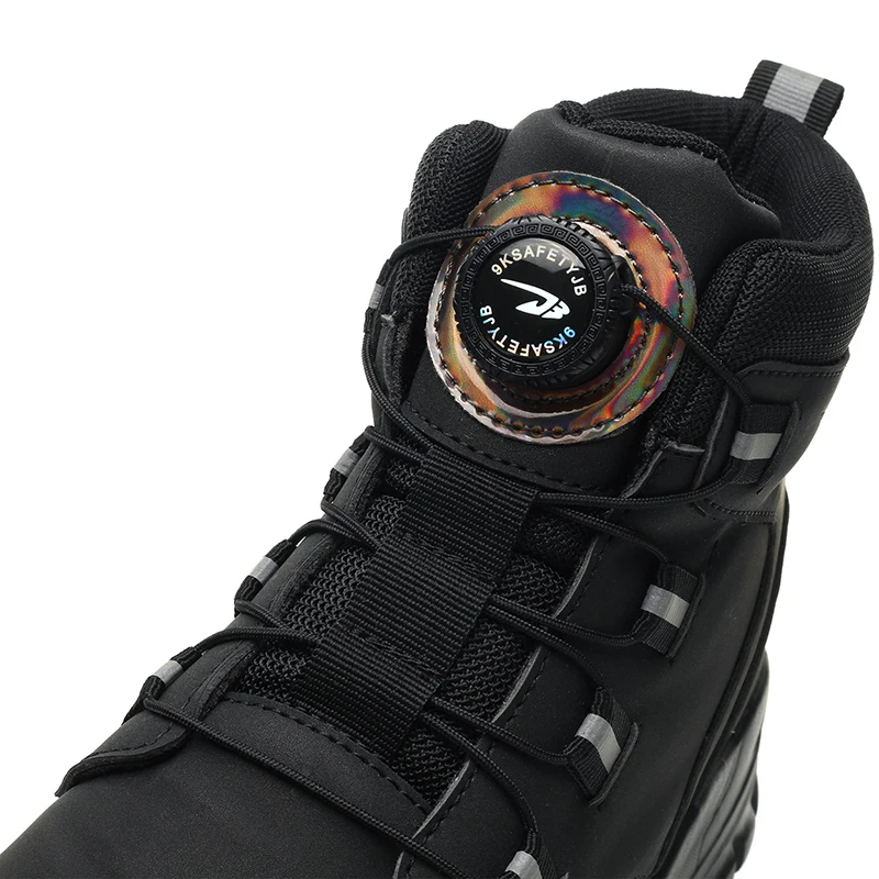 NEW Rotary Buckle Security Boots for Men Work Sneakers Leahter Non Slip Boots Steel Toe Shoes Safety Puncture-Proof Men Boots