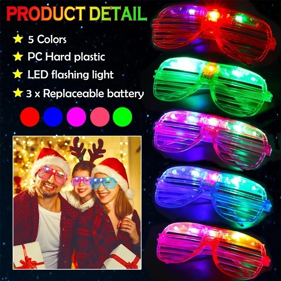 10-50 Pcs Light Up LED Glasses Bulk 6 Colors Glow Glasses Glow in The Dark Party Supplies Neon Party Favors for Kids Adults