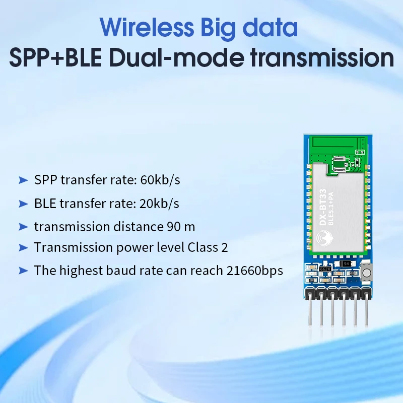 DX-BT31 big data 60kb/s SPP3.0+BLE5.0 modulo Bluetooth dual mode trasmissione UART distanza 90m Comandi AT
